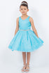 Big Girls Multi Color Glitter Mesh V Neck Short Dress 4-16